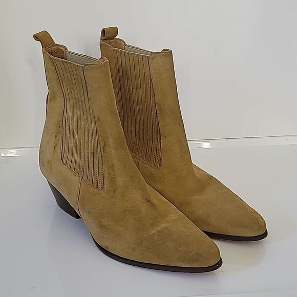 Sandro Amelya Ankle Boots with Elastic in Brown Suede Leather - Picture 6 of 11